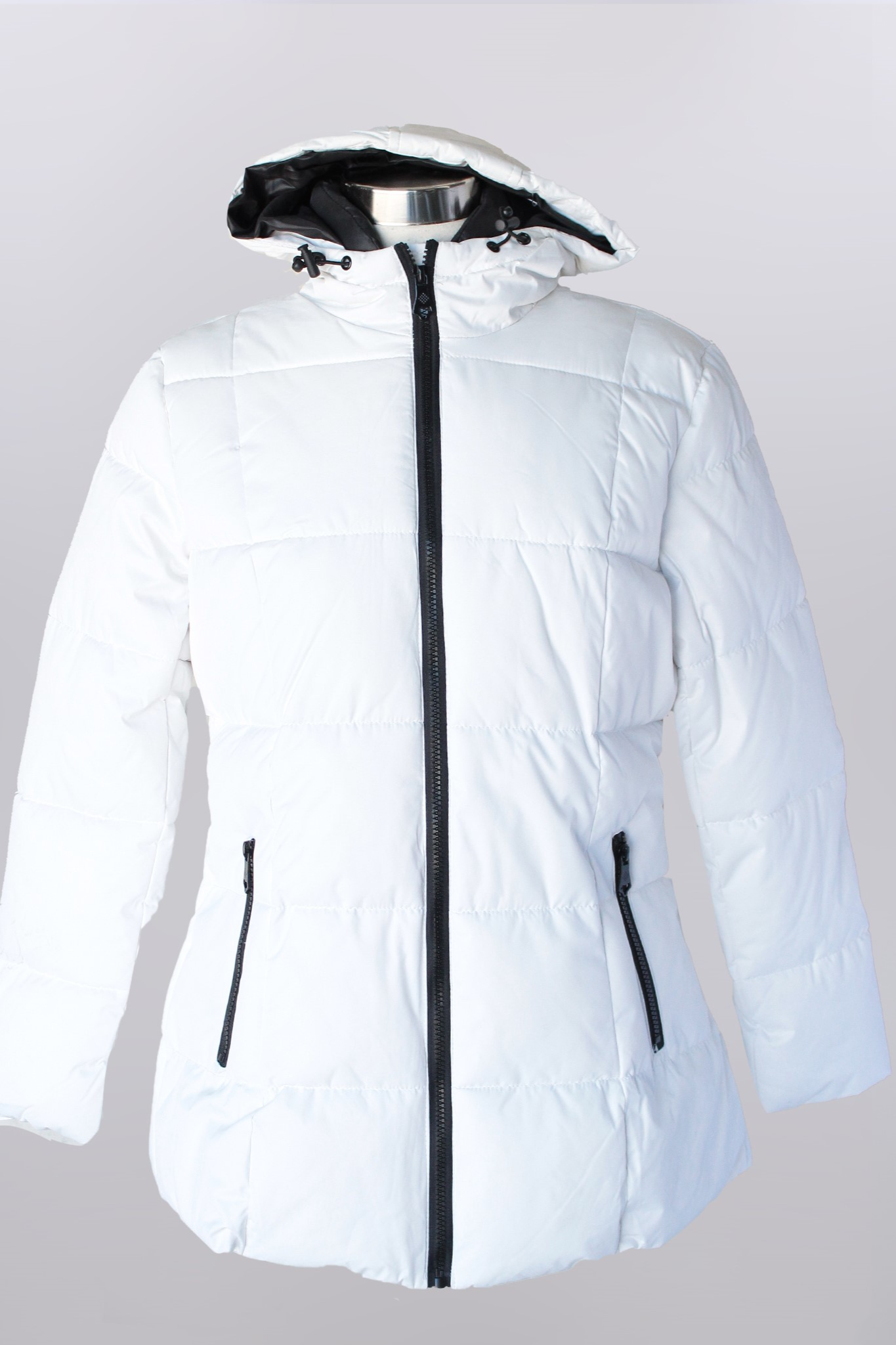 Zip font puffer coat with hood