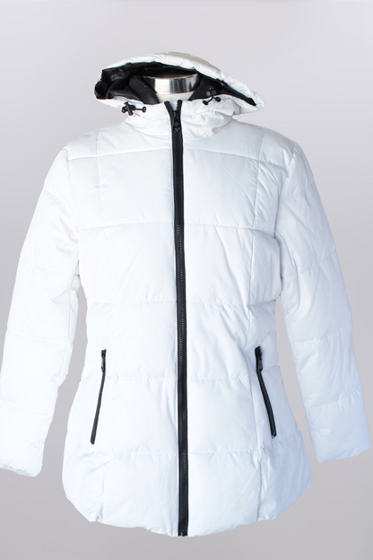 Zip font puffer coat with hood