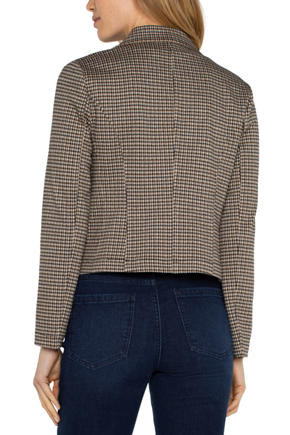 Open Front Blazer - Black/Tan Check