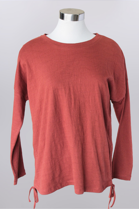 Long sleeve side tie ruching top