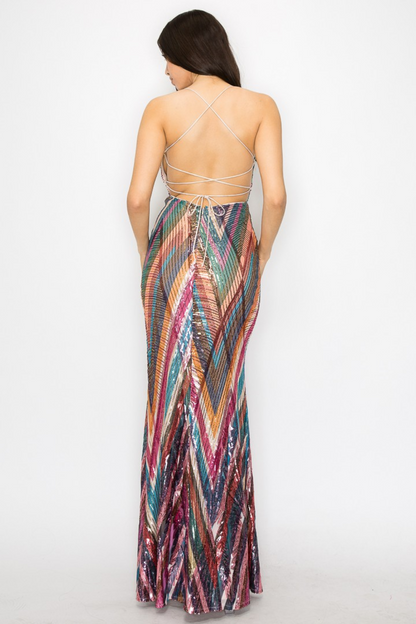 S/L Sequin Corset Gown