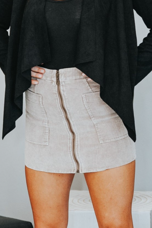 Corduroy Mini Skirt w/Pockets