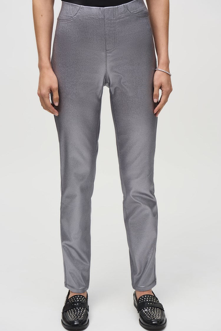 Metallic Coated Classic Slim Denim Pants