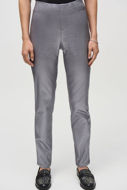 Metallic Coated Classic Slim Denim Pants