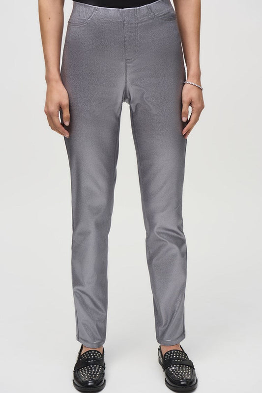 Metallic Coated Classic Slim Denim Pants