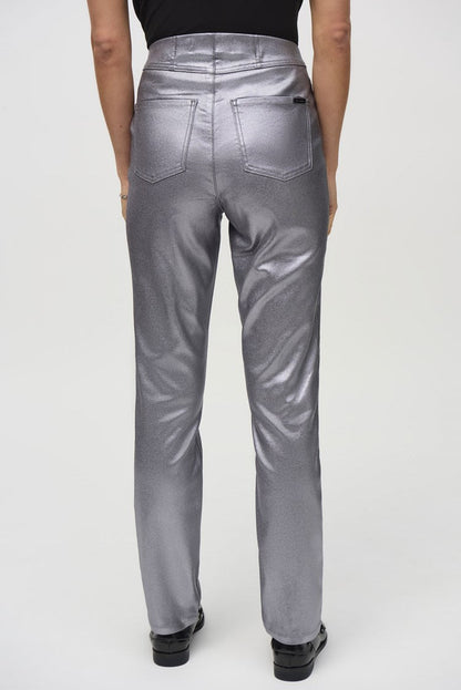 Metallic Coated Classic Slim Denim Pants