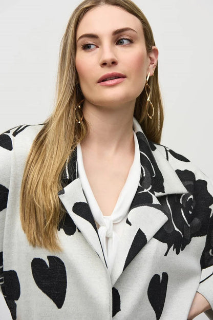 Jacquard Sweater Floral Straight Coat