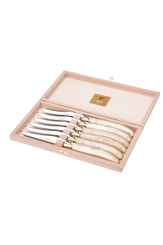 LAGUIOLE KNIVES BOX/6 BEE NATURAL HANDLES