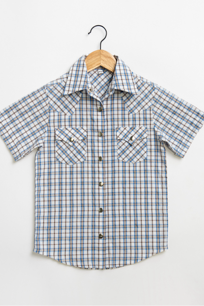Youth Plaid Pattern Metal Snap