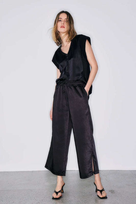 Miles Satin Pant- Black