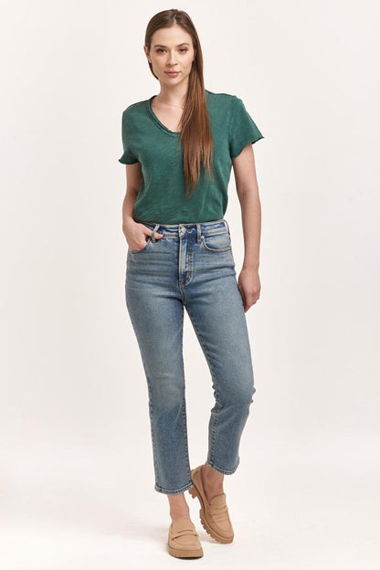 Frankie Straight Fit High Rise Cropped Jeans