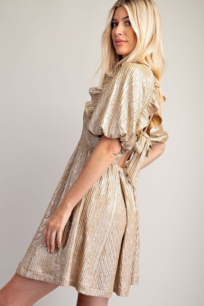 Puff Slv Lurex Dress