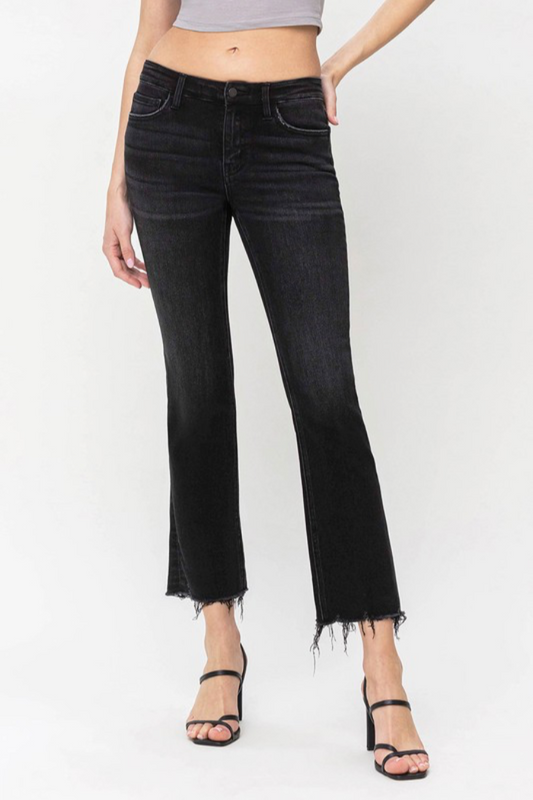 Mid Rise Cropped Flare Jeans