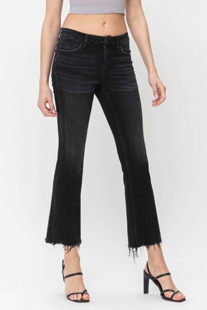 Mid Rise Cropped Flare Jeans
