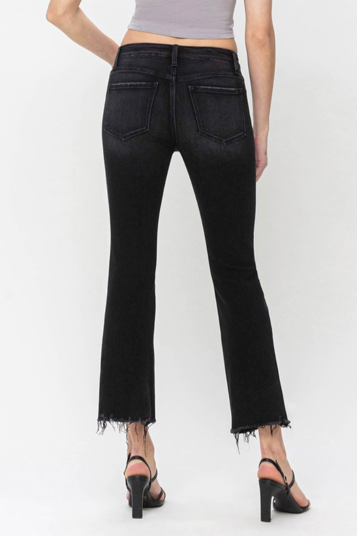Mid Rise Cropped Flare Jeans
