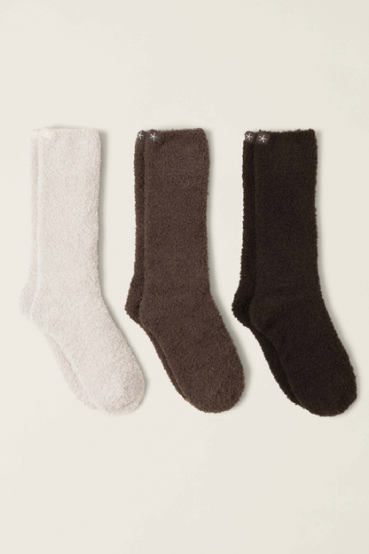 Cozy Chic 3 Pair Sock Set Espresso
