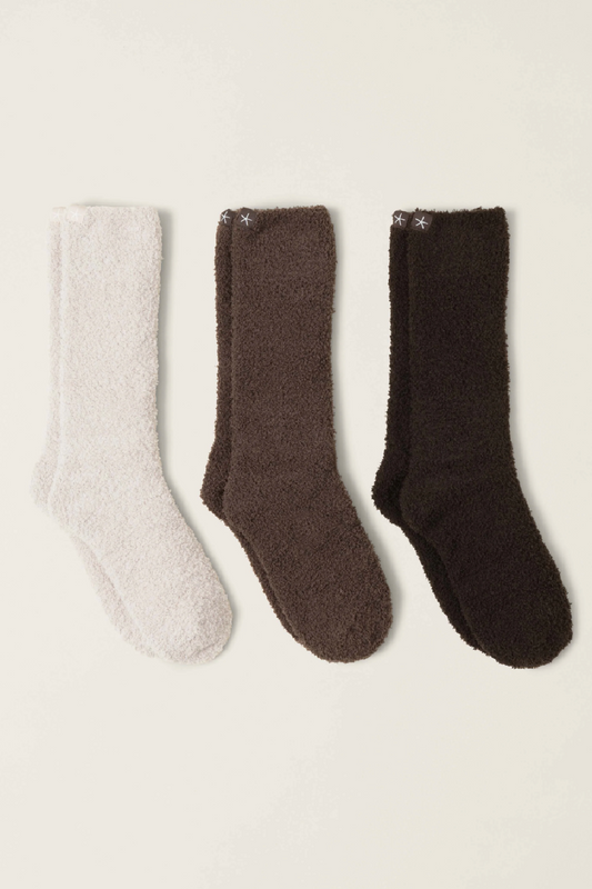 Cozy Chic 3 Pair Sock Set Espresso