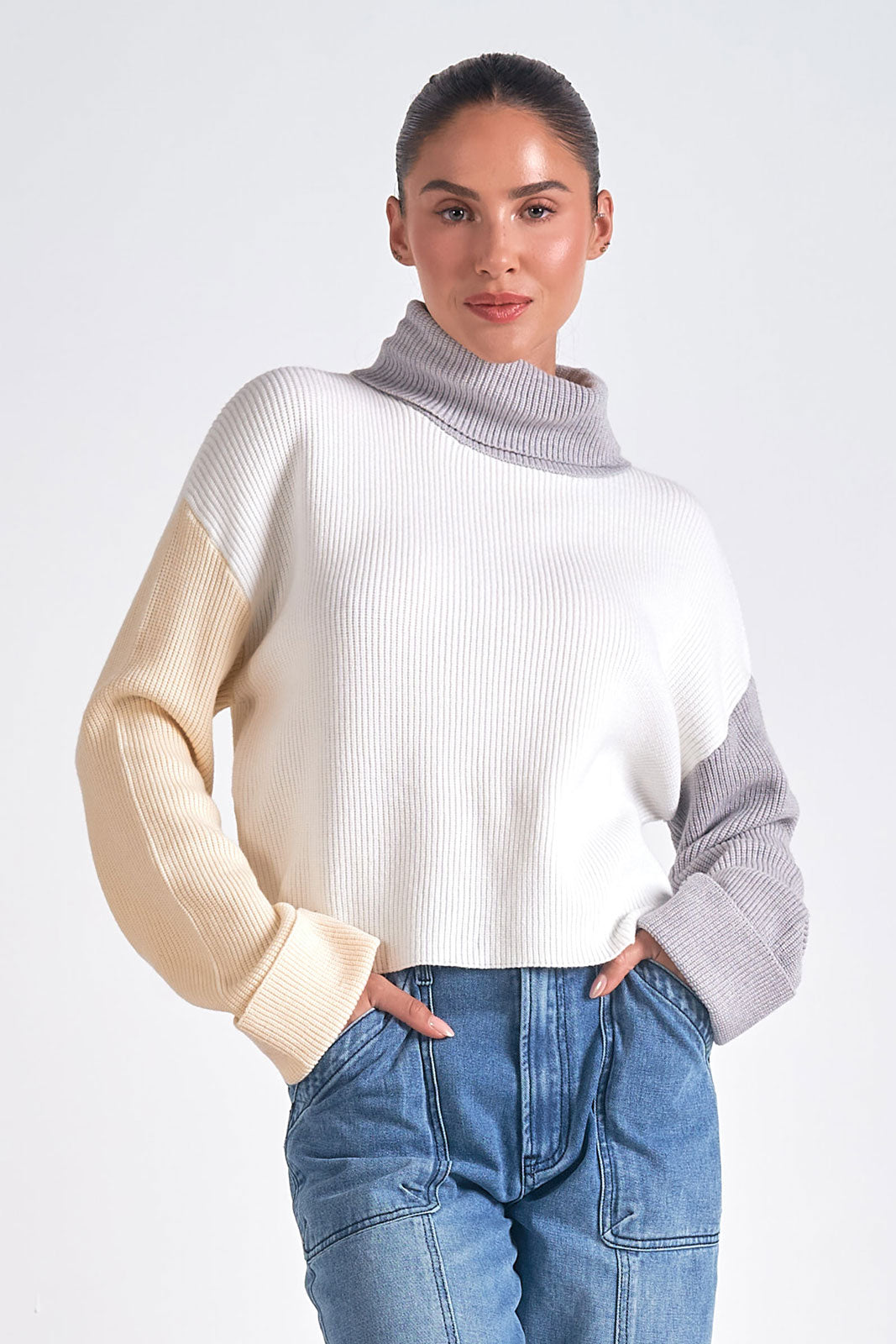 Colorblock Crop Sweater