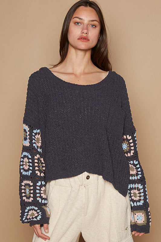 Crochet Sleeve Pullover