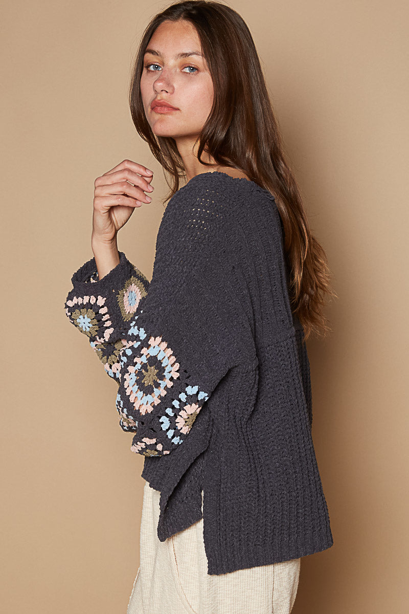 Crochet Sleeve Pullover