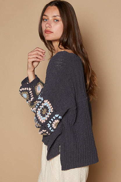 Crochet Sleeve Pullover