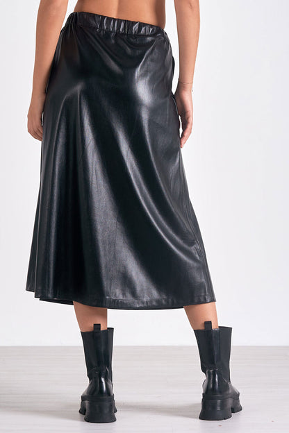 MIDI PLEATHER SKIRT