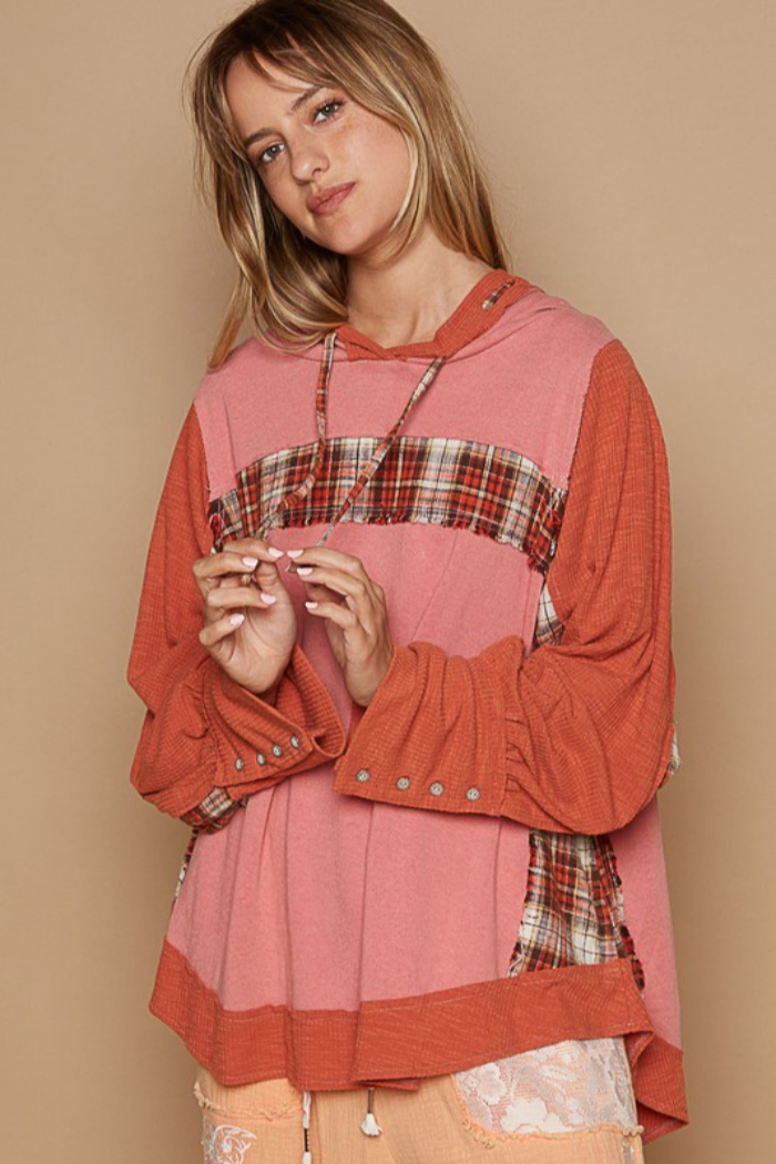 Plaid Hooded Top