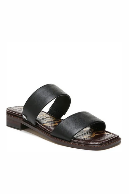 Haydee Black Leather Slide Sandals