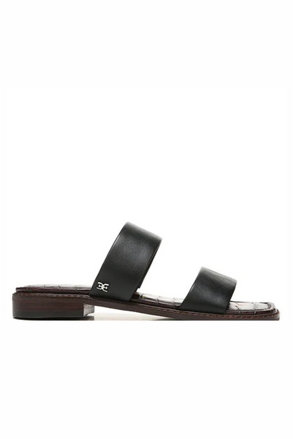 Haydee Black Leather Slide Sandals