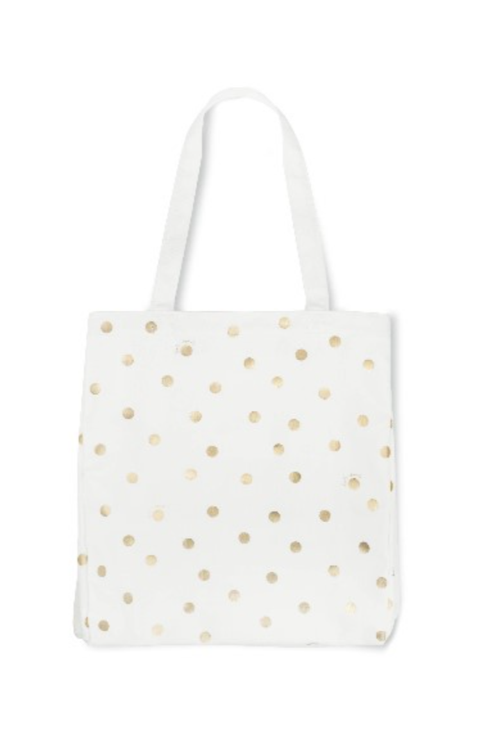 Kate Spade Canvas Book Tote, Gold Dot With Script
