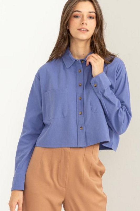 Chic and Simple Cropped Twill Shirt