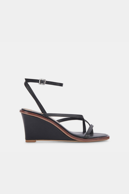 Gemini Wedges - Black Leather