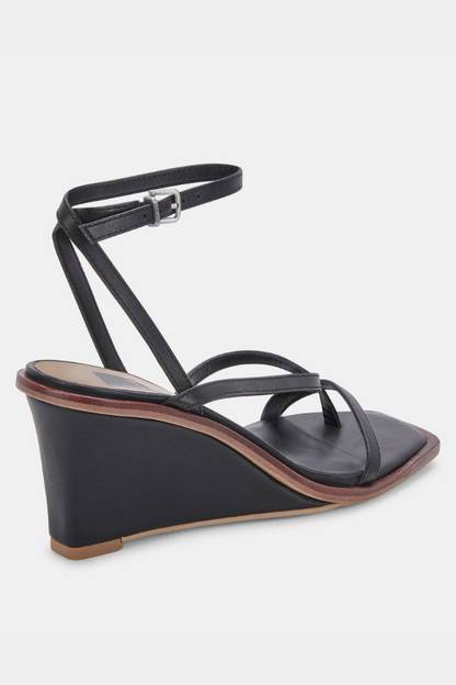 Gemini Wedges - Black Leather
