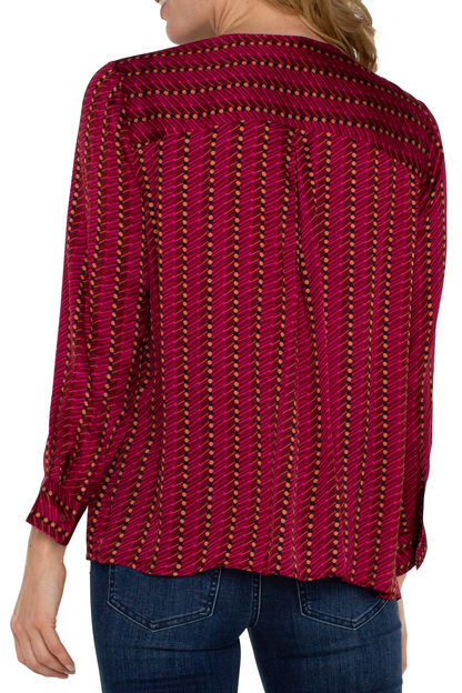 Long Sleeve Popover Woven Blouse