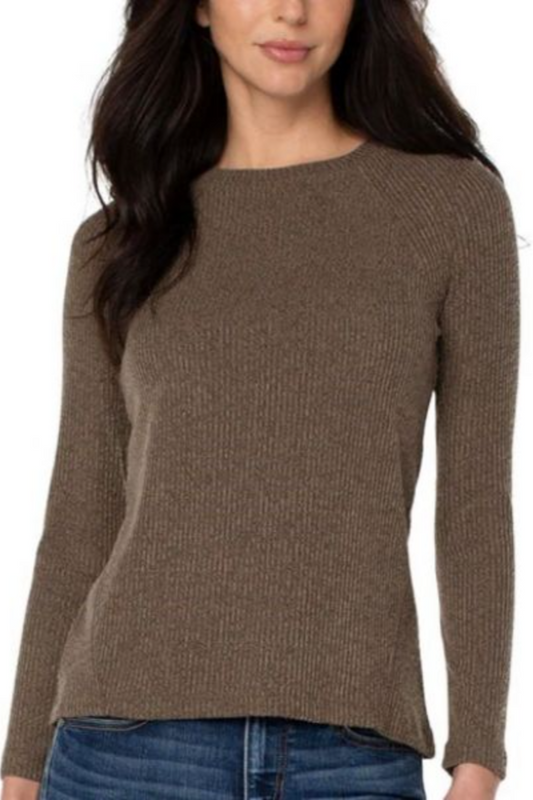 Long sleeve textured crew neck top