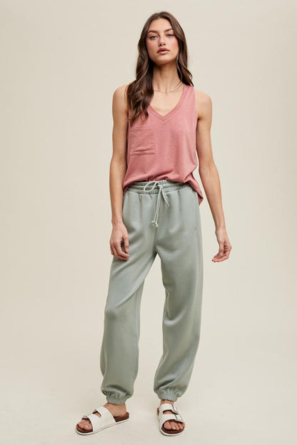 SLUB KNIT RELAXED CROP TANK WITH POCKET