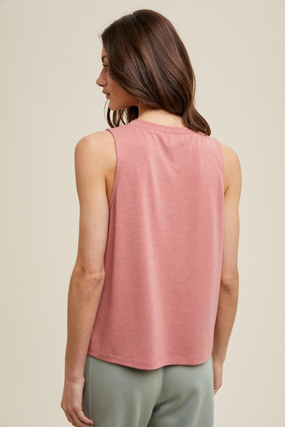 SLUB KNIT RELAXED CROP TANK WITH POCKET
