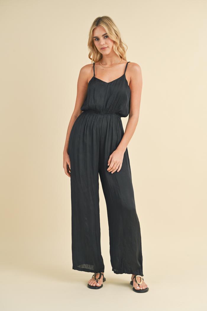 CRINKLE SATIN CAMI JUMPSUIT
