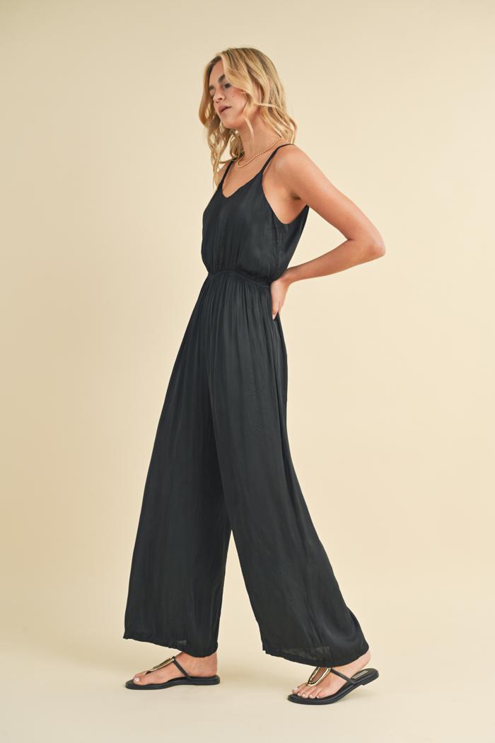 CRINKLE SATIN CAMI JUMPSUIT