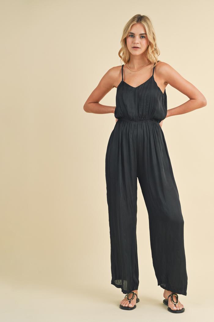 CRINKLE SATIN CAMI JUMPSUIT