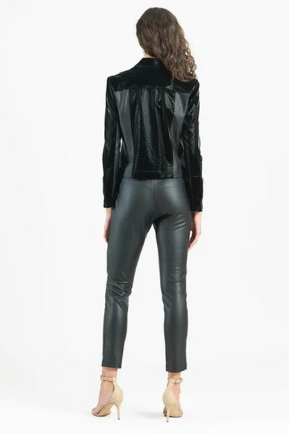 Liquid Leather Mixed Media Zip Jacket