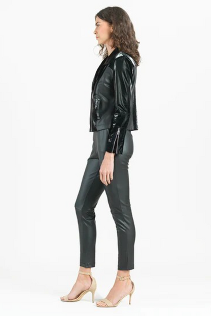 Liquid Leather Mixed Media Zip Jacket