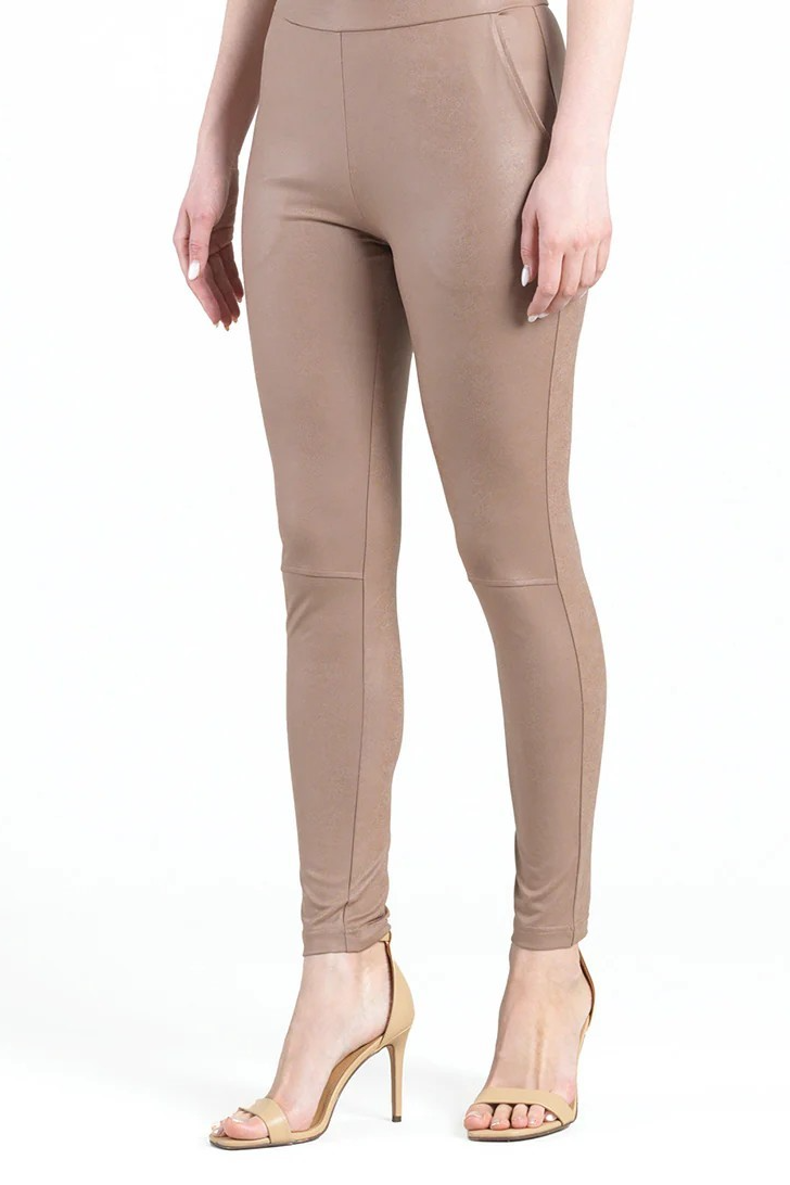 Liquid Leather knit pull on pants with pockets