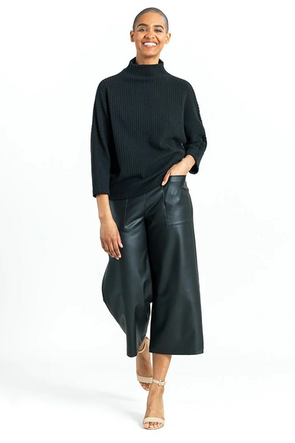 Ribbed Funnel Neck Loose Modern Soft Sweater