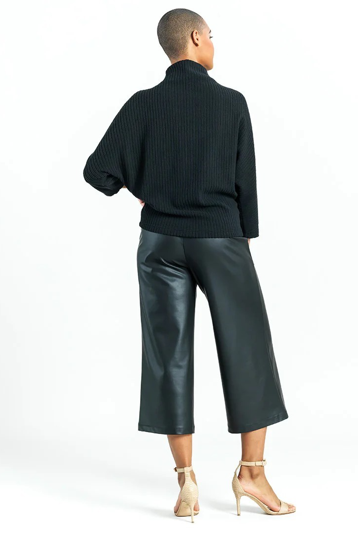 Ribbed Funnel Neck Loose Modern Soft Sweater