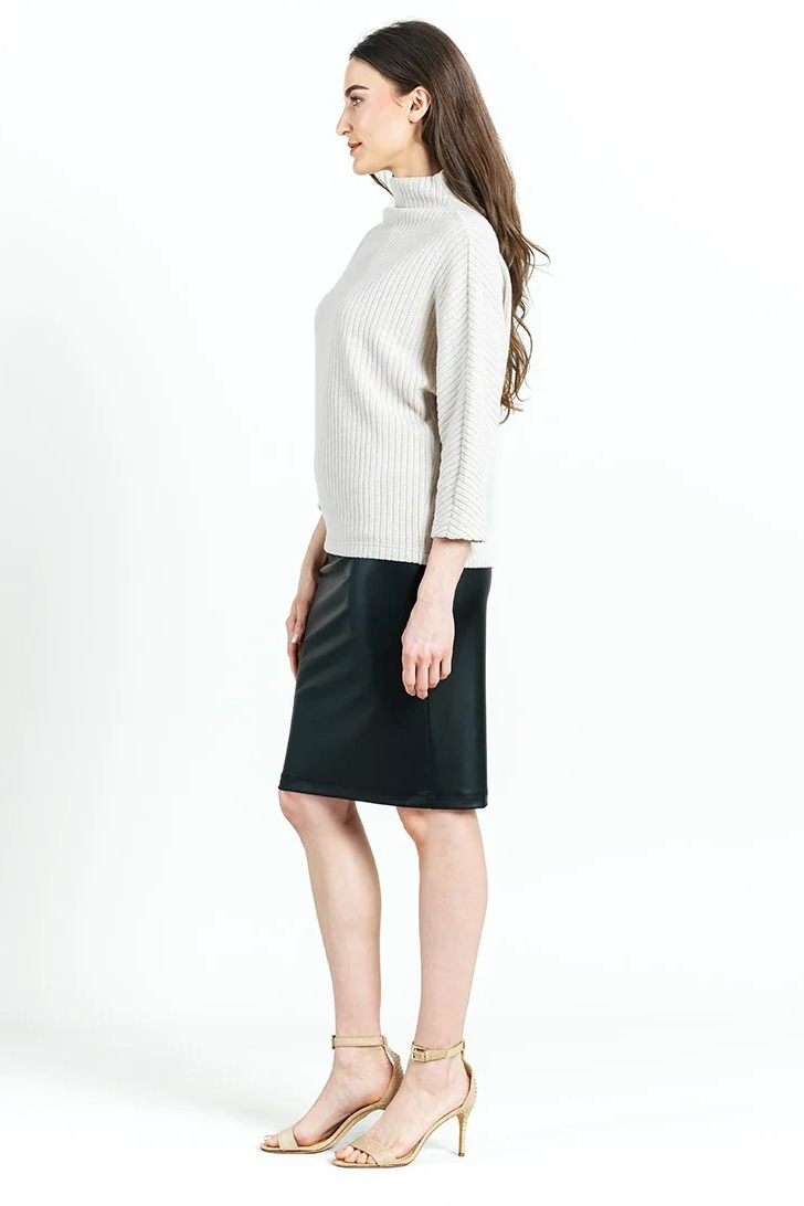 Ribbed Funnel Neck Loose Modern Soft Sweater