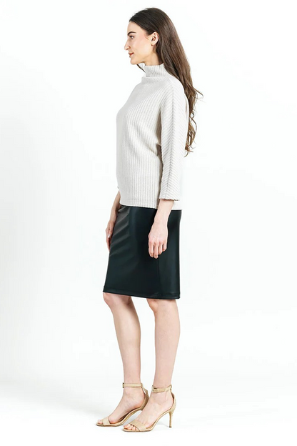 Ribbed Funnel Neck Loose Modern Soft Sweater