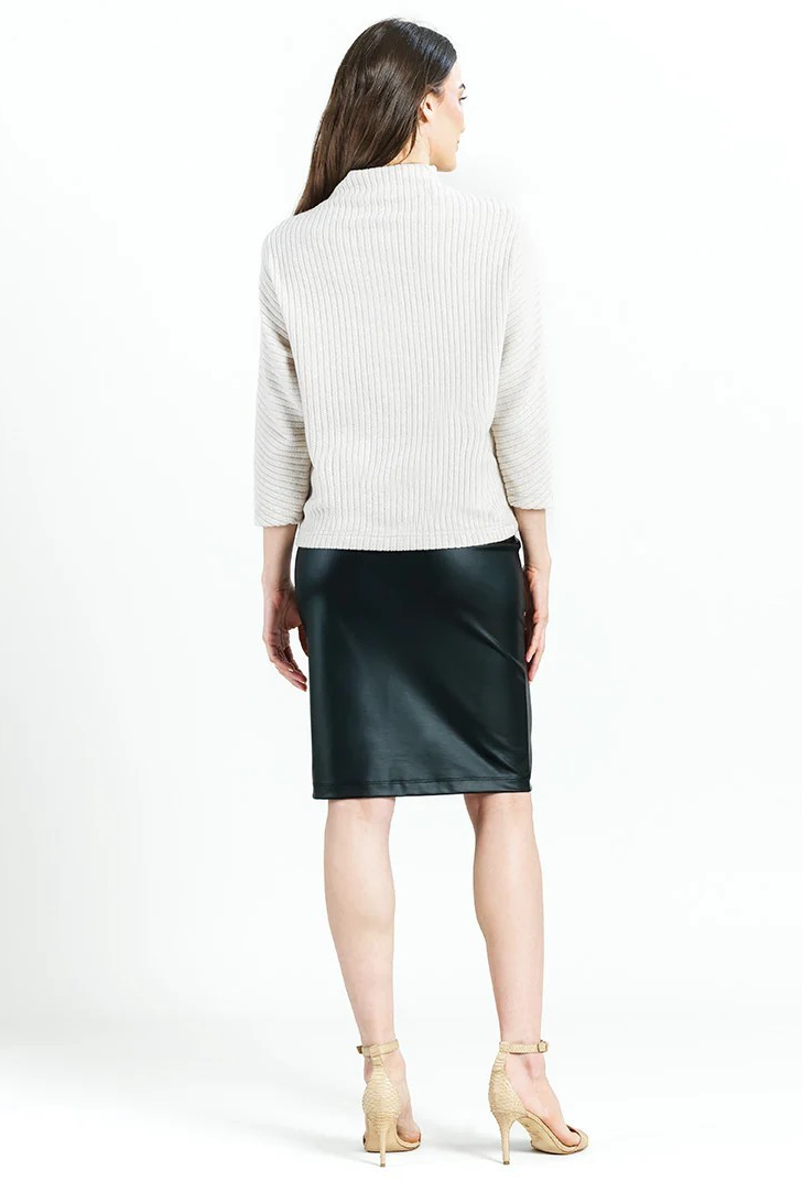 Ribbed Funnel Neck Loose Modern Soft Sweater