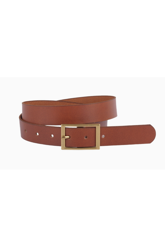Classic Rectangle Buckle Leather Belt