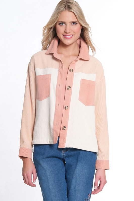 Colorblock Corduroy Shacket